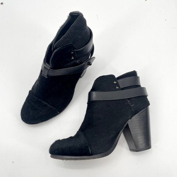 RAG & BONE Harrow Black Leather Heeled Bootie Boots // 6 - Picture 1 of 13